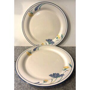 2 Lenox Chinastone Buttercups on Blue 10.5" Dinner Plates   # 3159